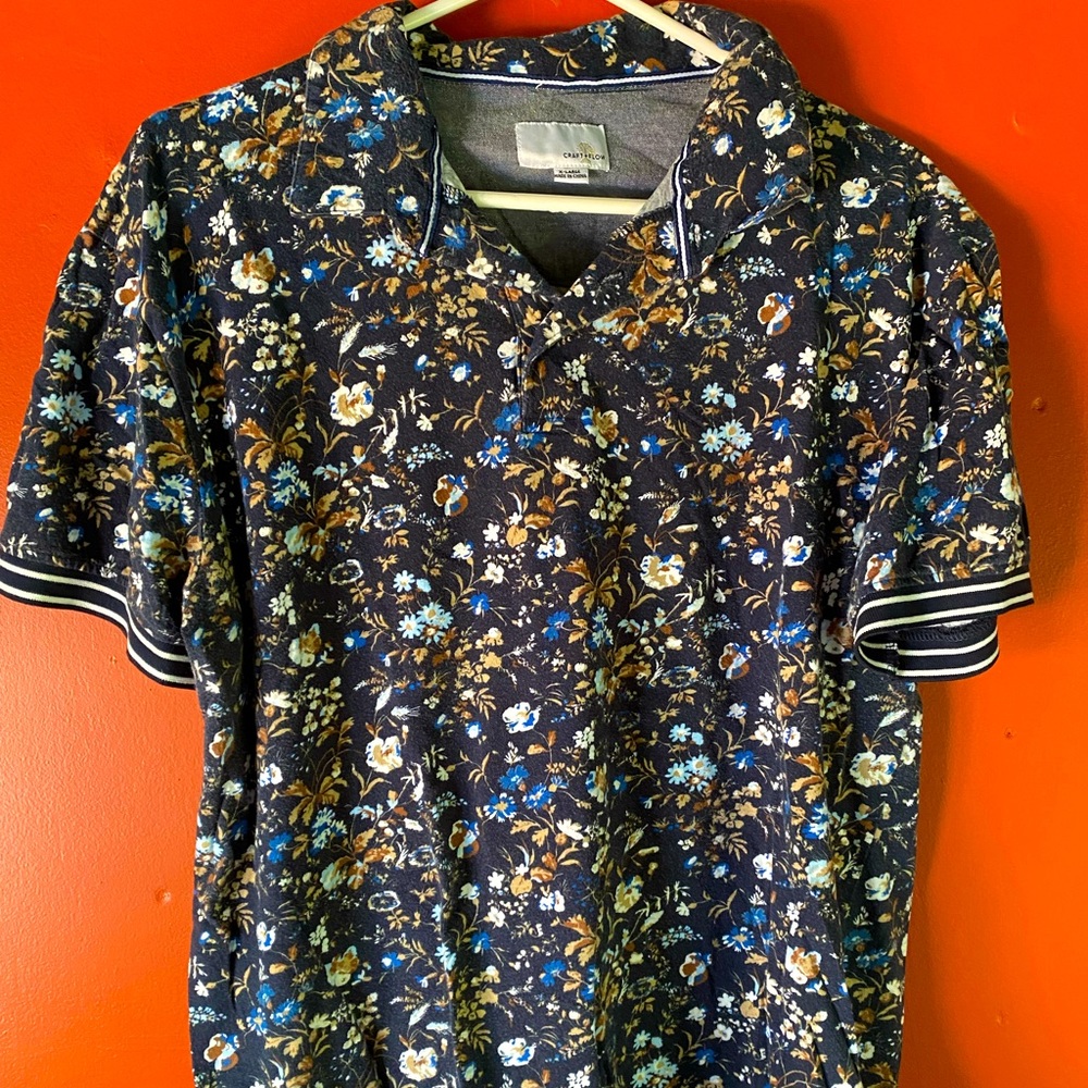 Craft + Flow vintage knit polo autumn floral print